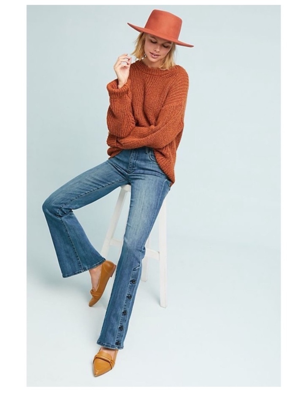 Anthropologie Pilcro and the Letterpress Women's Mid-Blue Bootcut Jeans